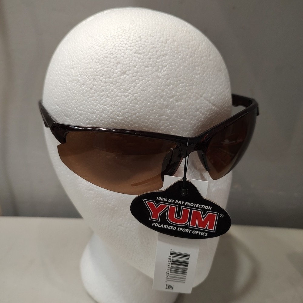YUM Pradco Polarized Fishing Sunglasses Dark Red Frame  Open Frame/rimless‎